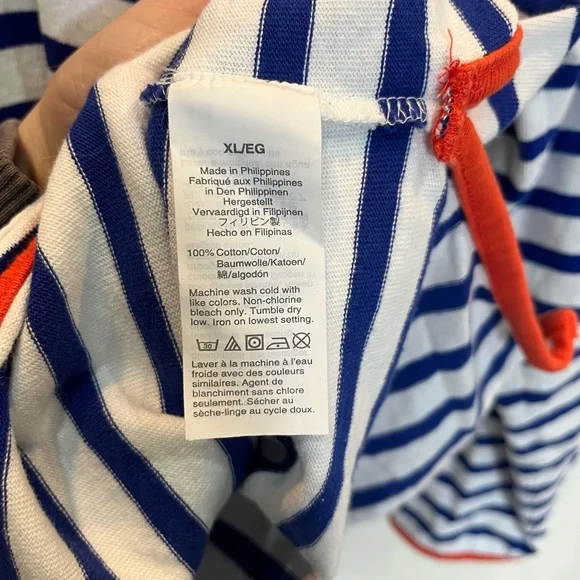 J.Crew Weekend V-Neck Long Sleeve Hoodie Women's Sz XL Nautical Blue Orange Trim - Picture 6 of 6